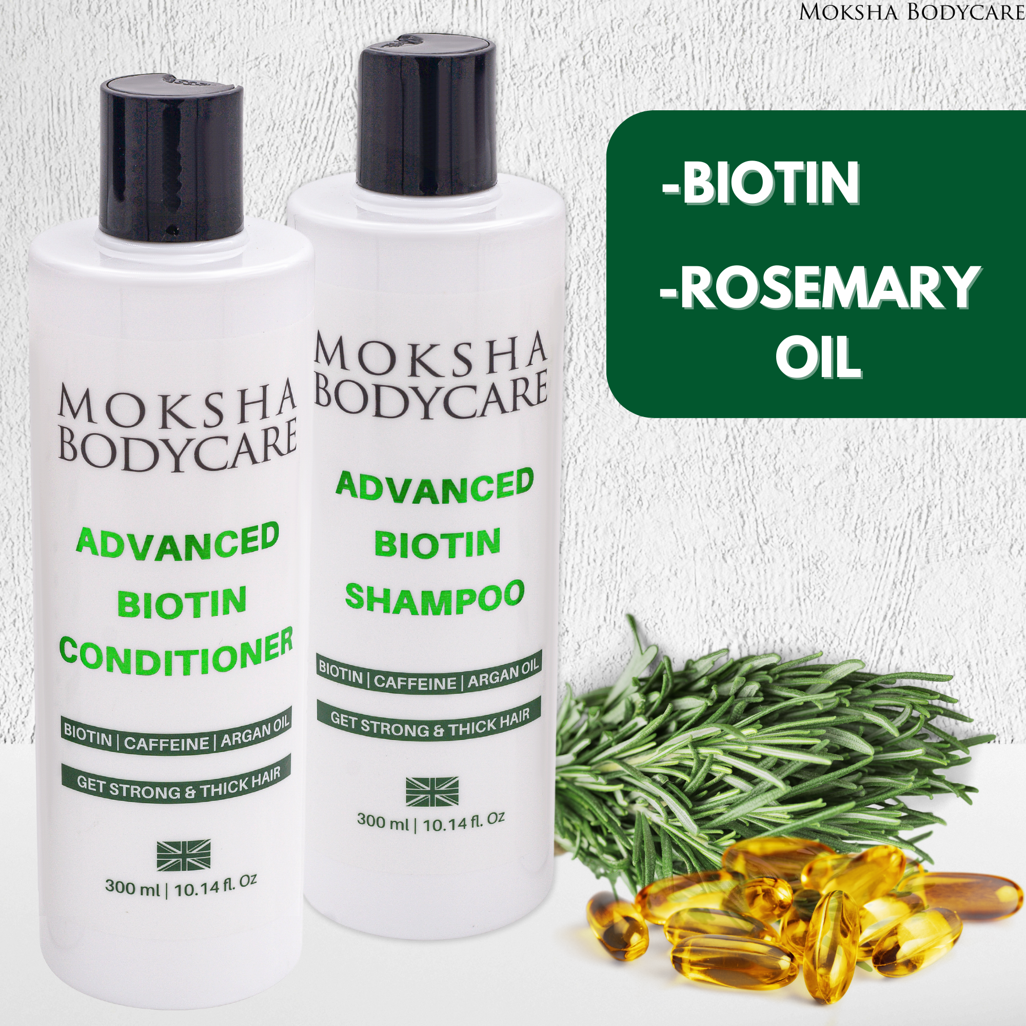 Moksha shampoo and conditioner with rosemary and biotin oil 