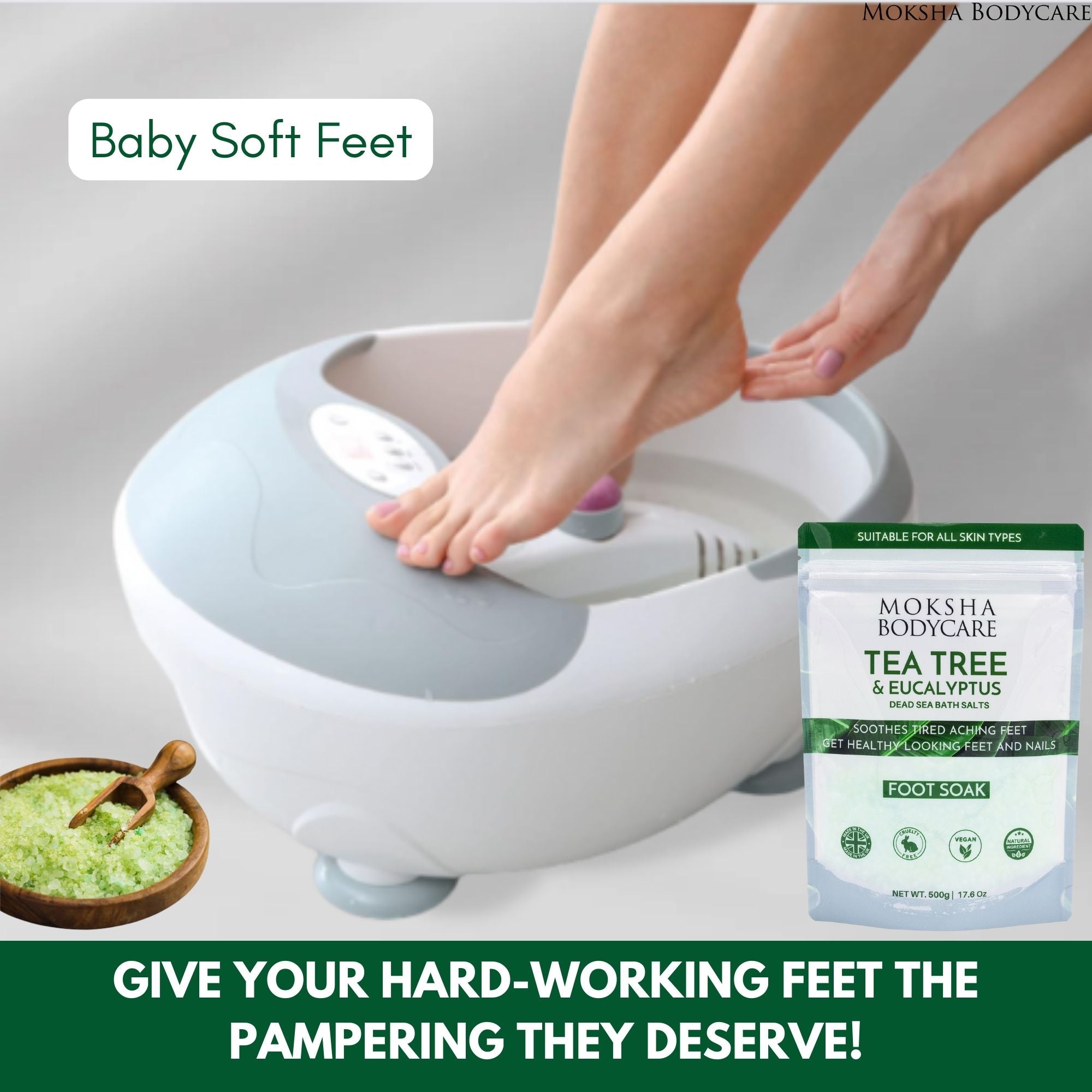 Moksha Bodycare tea tree and eucalyptus foot soak