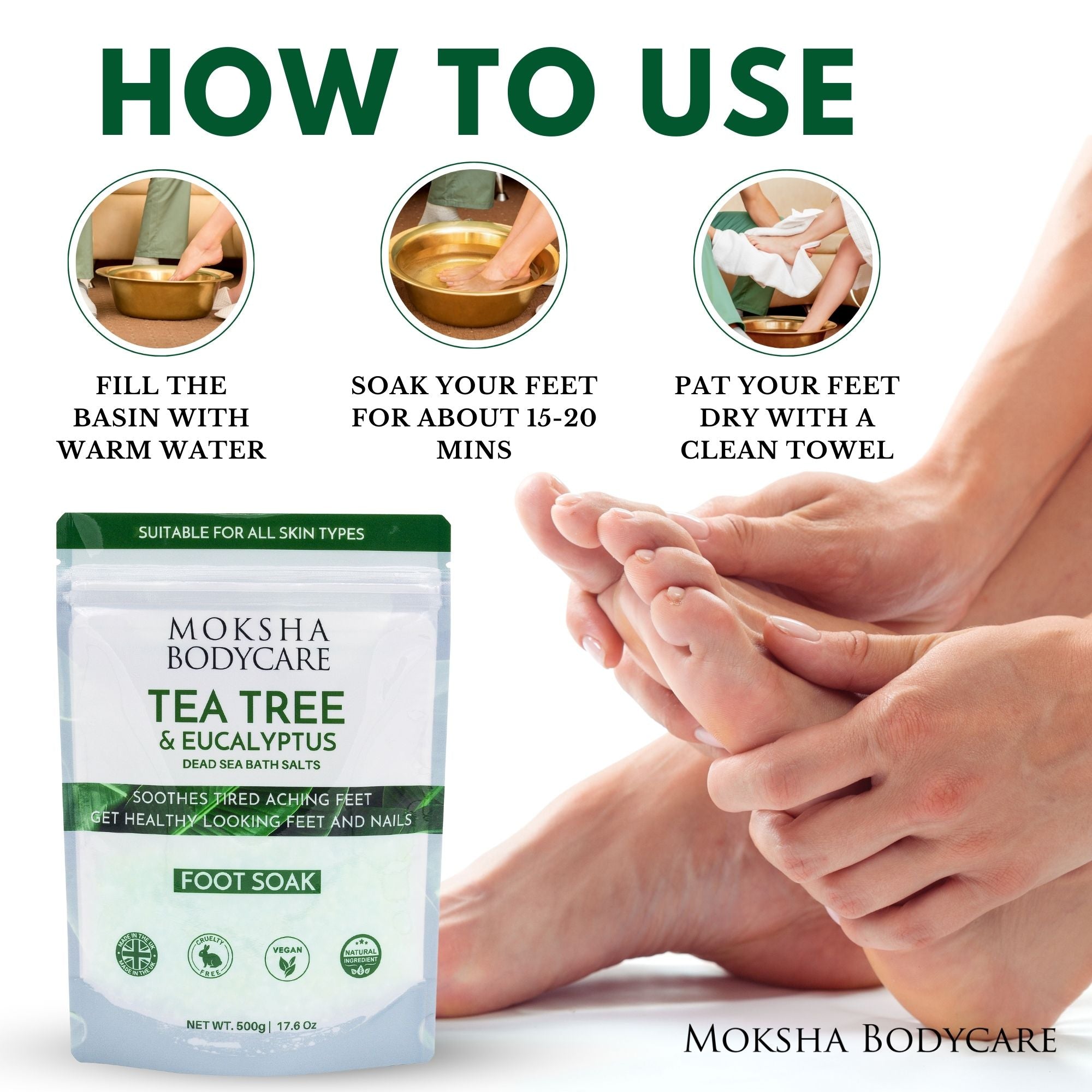 Moksha Bodycare Tea Tree & Eucalyptus foot soak 