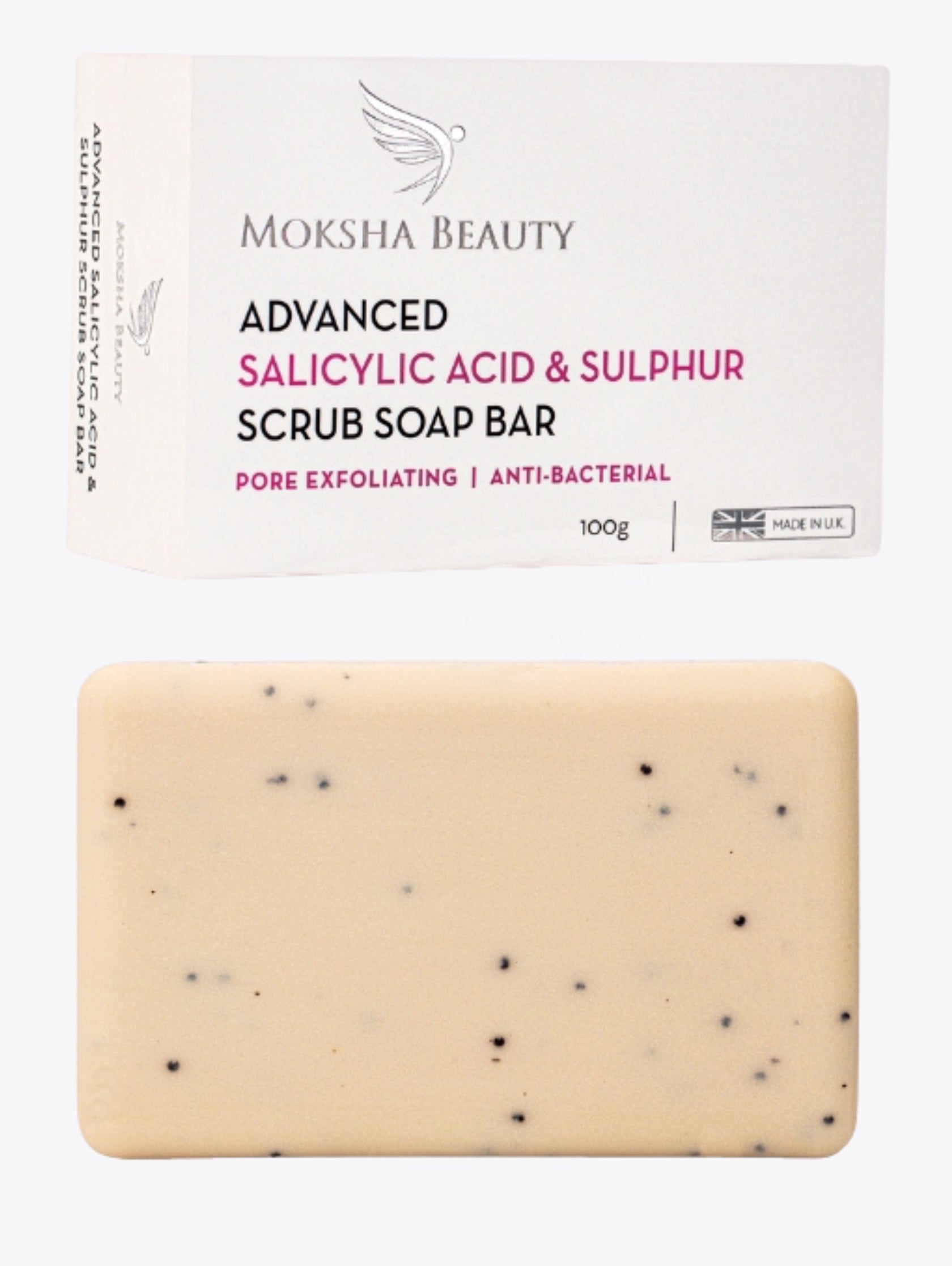 Moksha Beauty Salicylic Acid & Sulphur Scrub Soap Bar 