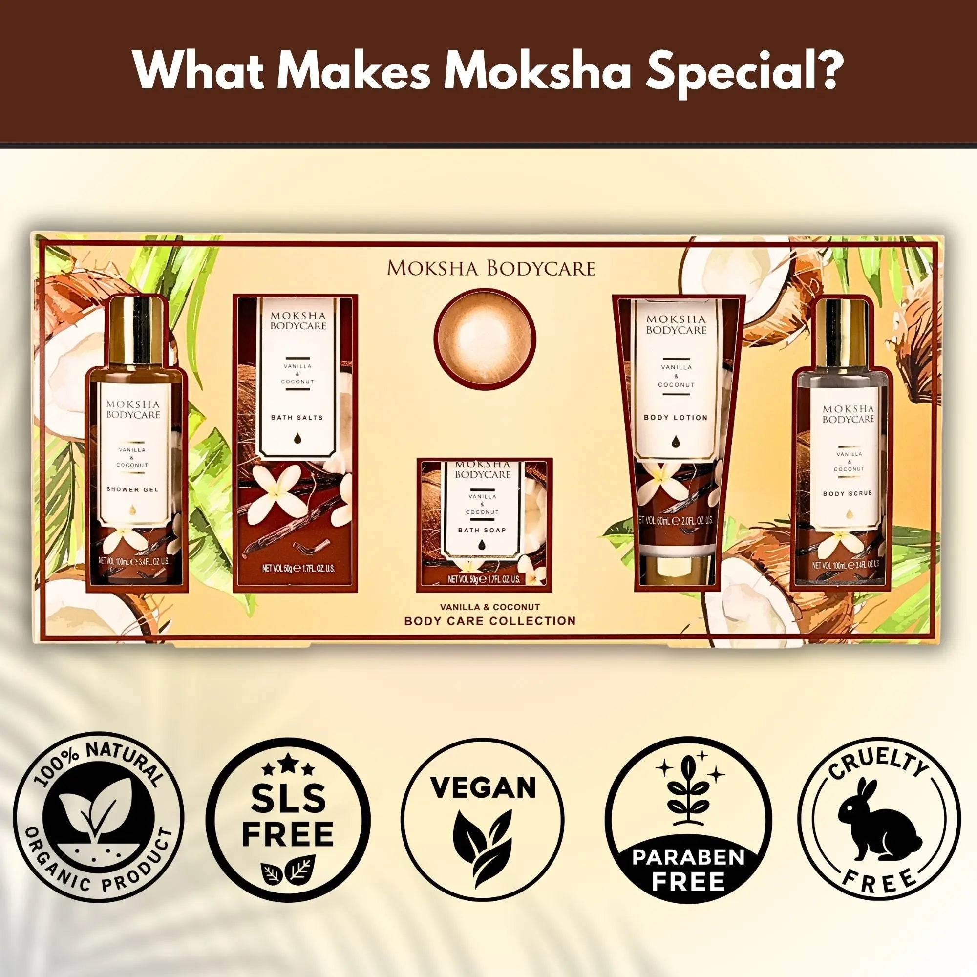 Vanilla & Coconut Gift Set for Women | Pamper Set | Moksha