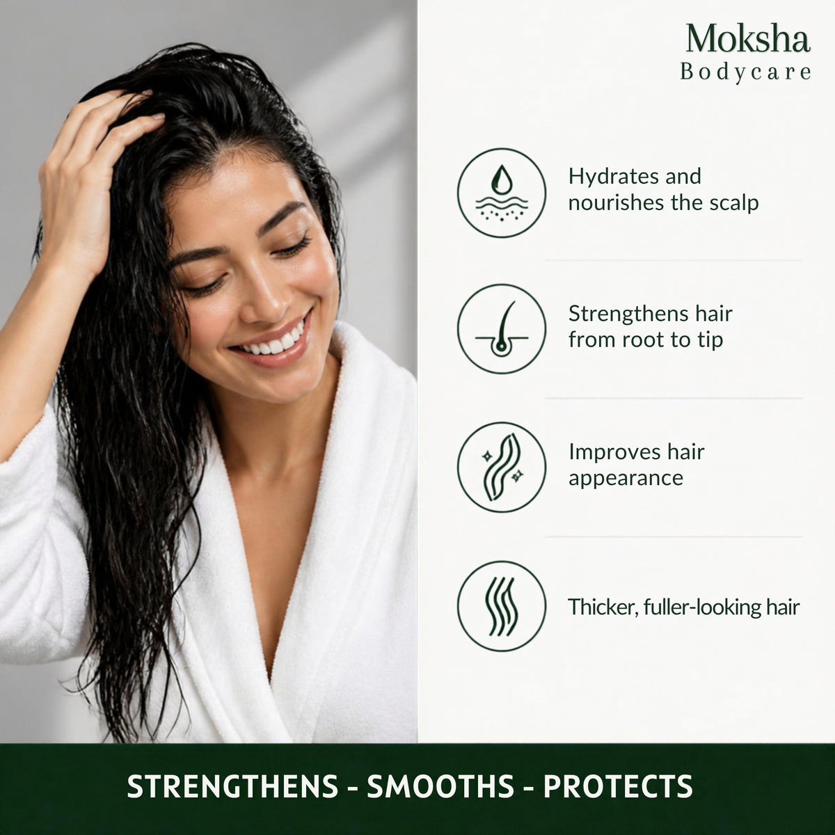 Biotin shampoo and conditioner hydrate and nourish the scalp, strengthen root to tip, thicker fuller-looking hair
